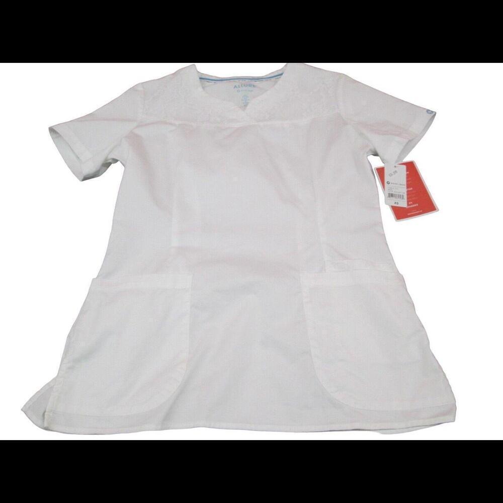 White Cross Allure Womens White Uniform Scrub Top Nurse Work Wear Size XS​​​​